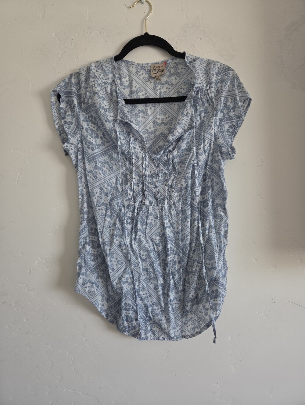 Sonoma Light Blue Printed Peasant Top - Women's